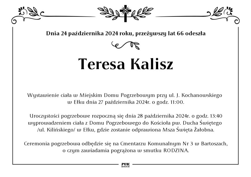 Teresa Kalisz - nekrolog